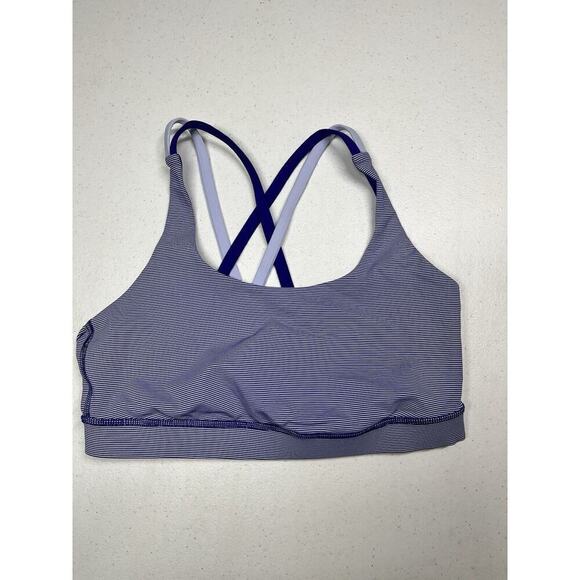 Lululemon Purple Striped Energy Strappy Work Out Sports Bra Size 8 - Picture 1 of 5